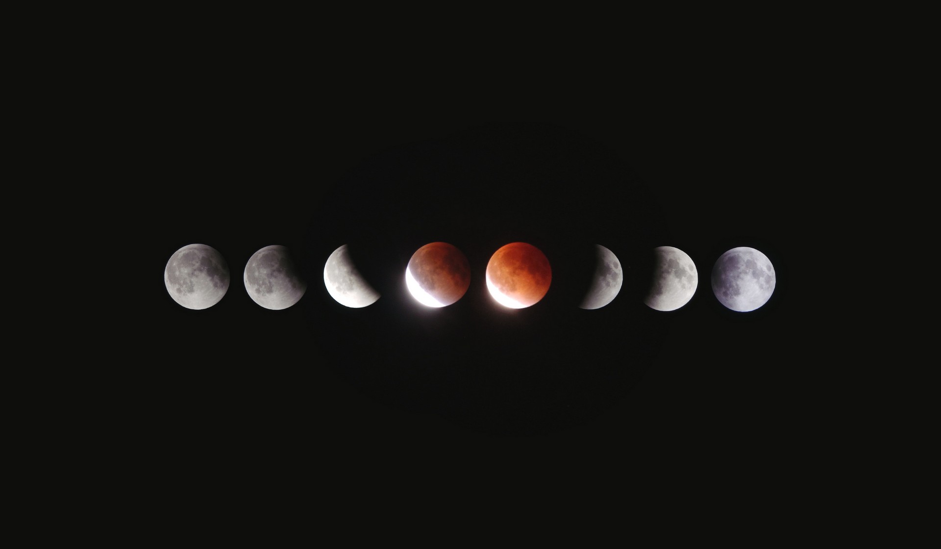 Different stages of lunar eclipse