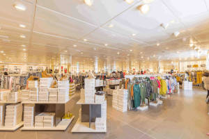 Thumbnail of large shop area with isles, racks and shelf